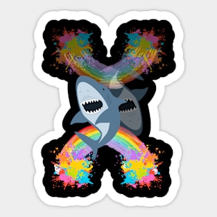 Chromatic Encounter: Sharks and Rainbows Sticker